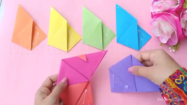 آموزش درست کردن کاردستی چتر اسباب بازی با کاغذ رنگی