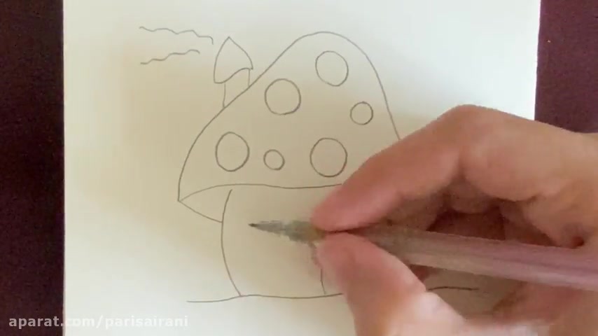 آموزش نقاشی به کودکان - نقاشی خانه قارچی