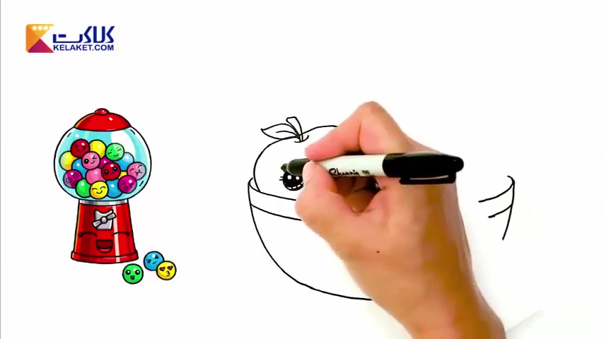 آموزش نقاشی به کودکان - نقاشی کاسه میوه شب یلدا