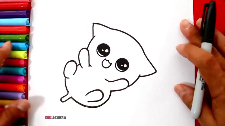 آموزش نقاشی به کودکان - نقاشی گربه کوچولوی ناز