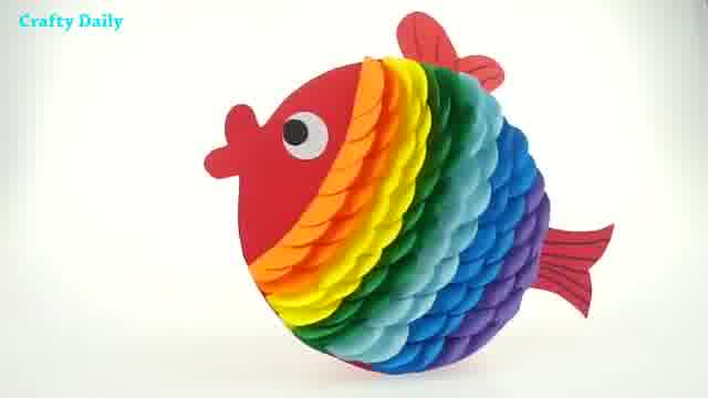 آموزش ساخت کاردستی ماهی متحرک رنگارنگ با کاغذ رنگی برای بچه ها