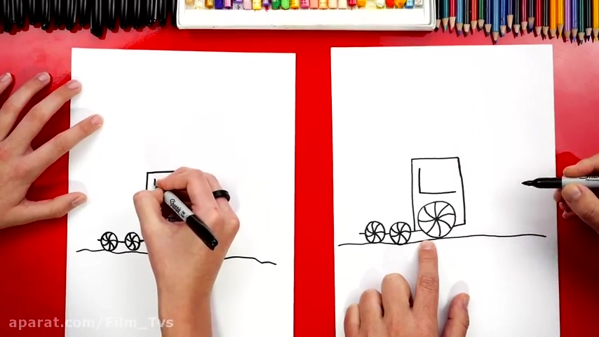 آموزش نقاشی به کودکان این قسمت نقاشی قطار کریسمس