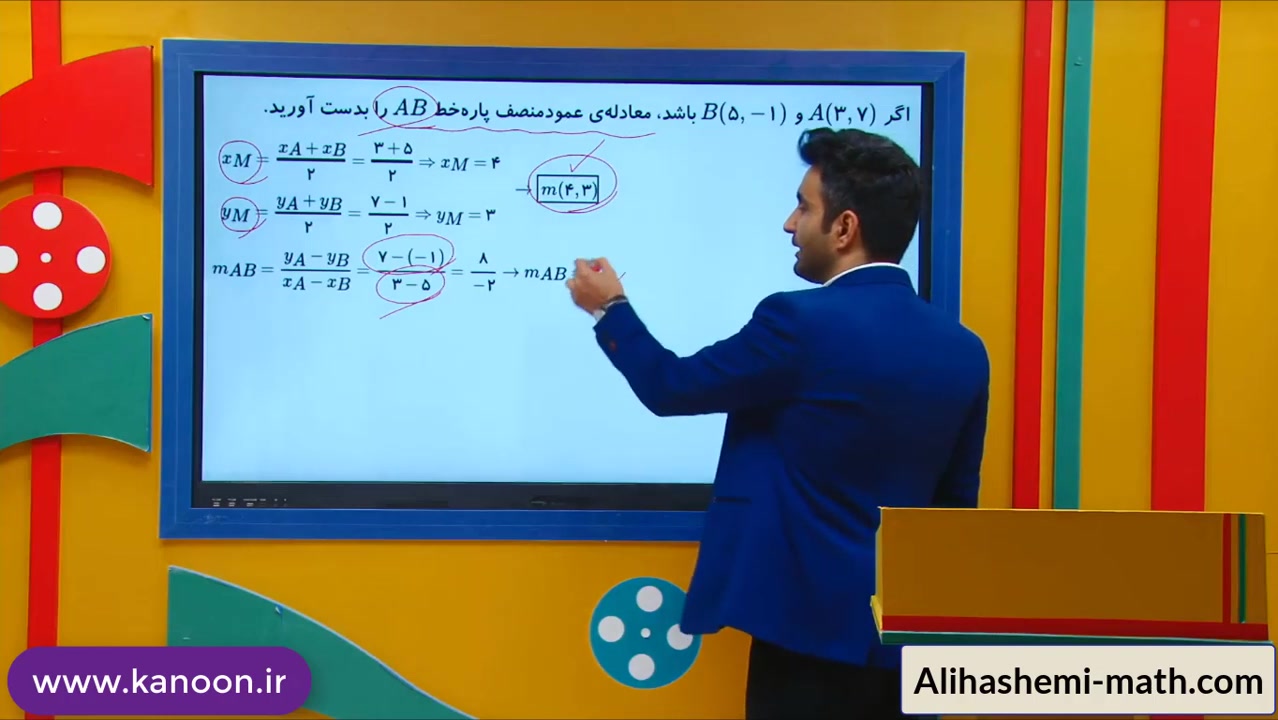 ریاضی نهم - تدریس معادله عمود منصف از علی هاشمی